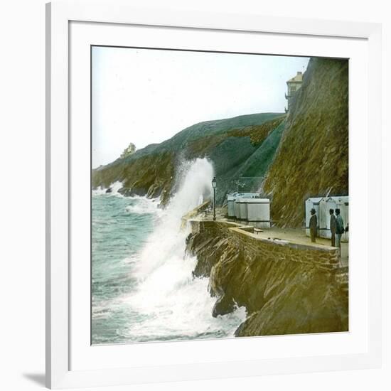 Granville (Manche), the Wave, Rising Tide-Leon, Levy et Fils-Framed Photographic Print