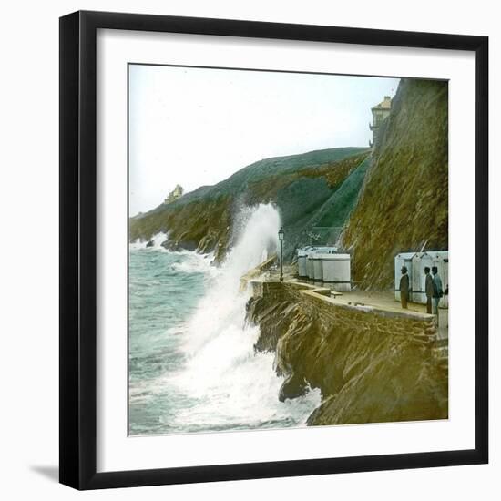 Granville (Manche), the Wave, Rising Tide-Leon, Levy et Fils-Framed Photographic Print