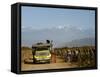 Grape Harvest at a Vineyard in Lujan De Cuyo with the Andes Mountains in the Background, Mendoza-Yadid Levy-Framed Stretched Canvas