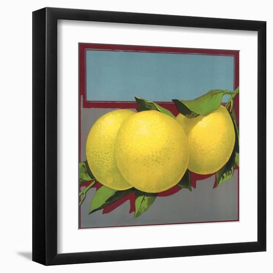 Grapefruit Branch - Citrus Crate Label-Lantern Press-Framed Art Print