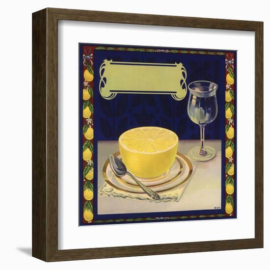 Grapefruit on Plate - Citrus Crate Label-Lantern Press-Framed Art Print