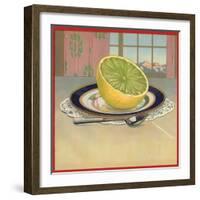 Grapefruit on Plate - Citrus Crate Label-Lantern Press-Framed Art Print