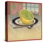 Grapefruit on Plate - Citrus Crate Label-Lantern Press-Stretched Canvas