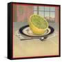 Grapefruit on Plate - Citrus Crate Label-Lantern Press-Framed Stretched Canvas