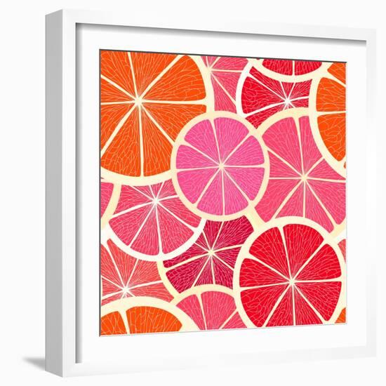 Grapefruit Seamless Background-tovovan-Framed Art Print