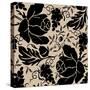 Grapes and Buds Black and Beige-Mindy Sommers-Stretched Canvas