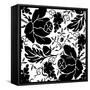 Grapes and Buds Black and White-Mindy Sommers-Framed Stretched Canvas