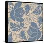 Grapes and Buds Blue and Taupe-Mindy Sommers-Framed Stretched Canvas