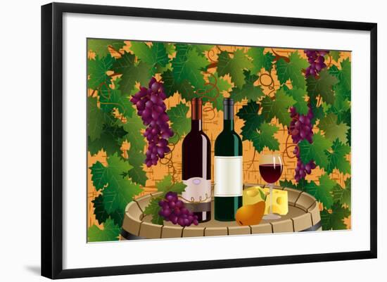 Grapes and Wine-Milovelen-Framed Art Print