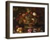 Grapes, Apples, a Peach and Plums in a Basket with Lily of the Valley-Balthasar van der Ast-Framed Giclee Print