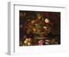 Grapes, Apples, a Peach and Plums in a Basket with Lily of the Valley-Balthasar van der Ast-Framed Giclee Print