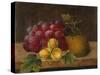 Grapes, Cobnuts and a Pear on a Ledge-Christine Marie Lovmand-Stretched Canvas