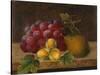 Grapes, Cobnuts and a Pear on a Ledge-Christine Marie Lovmand-Stretched Canvas