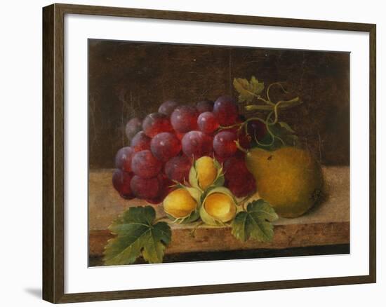 Grapes, Cobnuts and a Pear on a Ledge-Christine Marie Lovmand-Framed Giclee Print