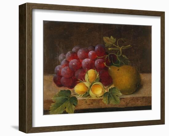 Grapes, Cobnuts and a Pear on a Ledge-Christine Marie Lovmand-Framed Giclee Print