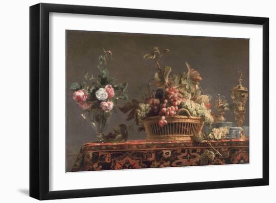 Grapes in a Basket and Roses in a Vase-Frans Snyders Or Snijders-Framed Giclee Print