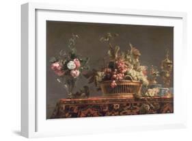 Grapes in a Basket and Roses in a Vase-Frans Snyders Or Snijders-Framed Giclee Print