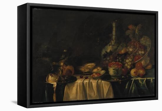 Grapes, Nectarines, Berries and Oysters on a Table-George Wesley Bellows-Framed Stretched Canvas