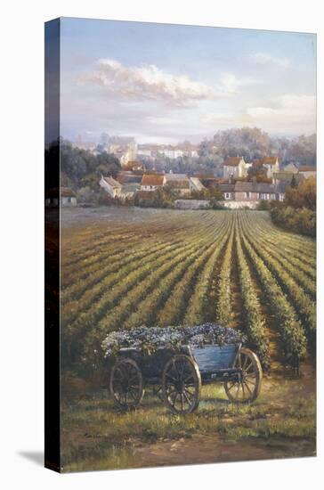 Grapes on Blue Wagon-A^ J^ Casson-Stretched Canvas