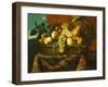 Grapes, Peaches, Plums, Pears and a Melon in a Basket with a Parakeet, a Red Squirrel and a…-Pierre Dupuis-Framed Giclee Print