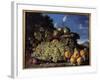 Grapes, Pears, Peaches and Plums Painting by Luis Melendez (1716-1780), 18Th Century Madrid, Prado-Luis Egidio Menendez or Melendez-Framed Giclee Print