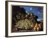 Grapes, Pears, Peaches and Plums Painting by Luis Melendez (1716-1780), 18Th Century Madrid, Prado-Luis Egidio Menendez or Melendez-Framed Giclee Print