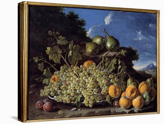 Grapes, Pears, Peaches and Plums Painting by Luis Melendez (1716-1780), 18Th Century Madrid, Prado-Luis Egidio Menendez or Melendez-Stretched Canvas