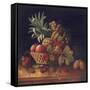 Grapes, Plums, Cherries, Peaches, an Apple, a Pineapple, and a Melon, in a Wicker Basket-Charles Lewis-Framed Stretched Canvas