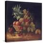 Grapes, Plums, Cherries, Peaches, an Apple, a Pineapple, and a Melon, in a Wicker Basket-Charles Lewis-Stretched Canvas