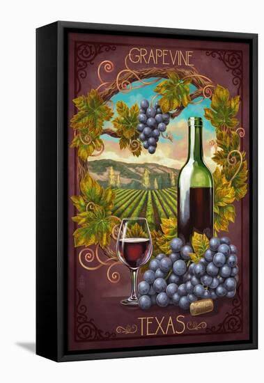 Grapevine,Texas - Merlot-Lantern Press-Framed Stretched Canvas