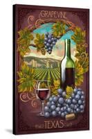 Grapevine,Texas - Merlot-Lantern Press-Stretched Canvas