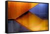 Graphic Composition of Orange Stairs Against a Blue Wall-Rona Schwarz-Framed Stretched Canvas