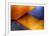 Graphic Composition of Orange Stairs Against a Blue Wall-Rona Schwarz-Framed Photographic Print