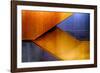 Graphic Composition of Orange Stairs Against a Blue Wall-Rona Schwarz-Framed Photographic Print