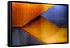 Graphic Composition of Orange Stairs Against a Blue Wall-Rona Schwarz-Framed Stretched Canvas