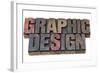 Graphic Design in Vintage Grunge Letterpress Wood Type Stained by Inks-PixelsAway-Framed Art Print