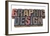 Graphic Design in Vintage Grunge Letterpress Wood Type Stained by Inks-PixelsAway-Framed Art Print