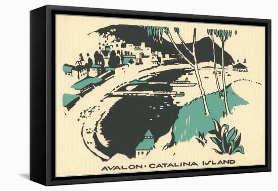 Graphic of Avalon, Catalina Island, California-null-Framed Stretched Canvas