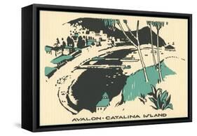Graphic of Avalon, Catalina Island, California-null-Framed Stretched Canvas