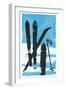 Graphic of Skis in Snow-null-Framed Art Print