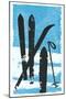 Graphic of Skis in Snow-null-Mounted Art Print