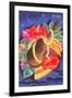 Graphic of Ukulele and Tropical Flowers, Aloha-null-Framed Art Print