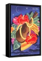 Graphic of Ukulele and Tropical Flowers, Aloha-null-Framed Stretched Canvas