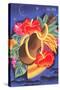 Graphic of Ukulele and Tropical Flowers, Aloha-null-Stretched Canvas