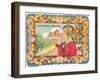 Graphic of Woman Holding Plate of Oranges, California-null-Framed Art Print