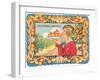 Graphic of Woman Holding Plate of Oranges, California-null-Framed Art Print