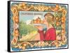 Graphic of Woman Holding Plate of Oranges, California-null-Framed Stretched Canvas