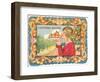Graphic of Woman Holding Plate of Oranges, California-null-Framed Art Print
