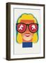 Graphic of Woman Watching Baseball-null-Framed Art Print