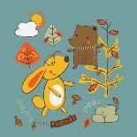 Two Little Animals are Playing in the Forest / Editable Vector Artwork Design for Kids and Babies /-graphic7-Art Print
